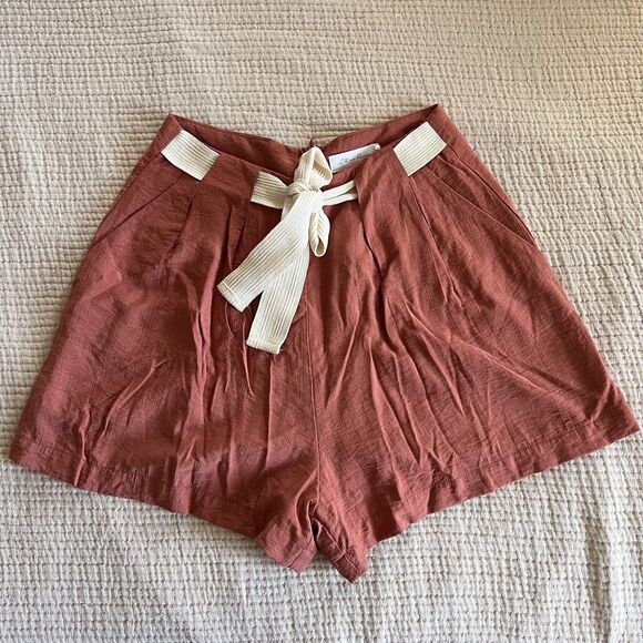 All in Favor Shorts Womens XS High Rise Paperbag Tie Waist Pockets Minimalist - Picture 1 of 13